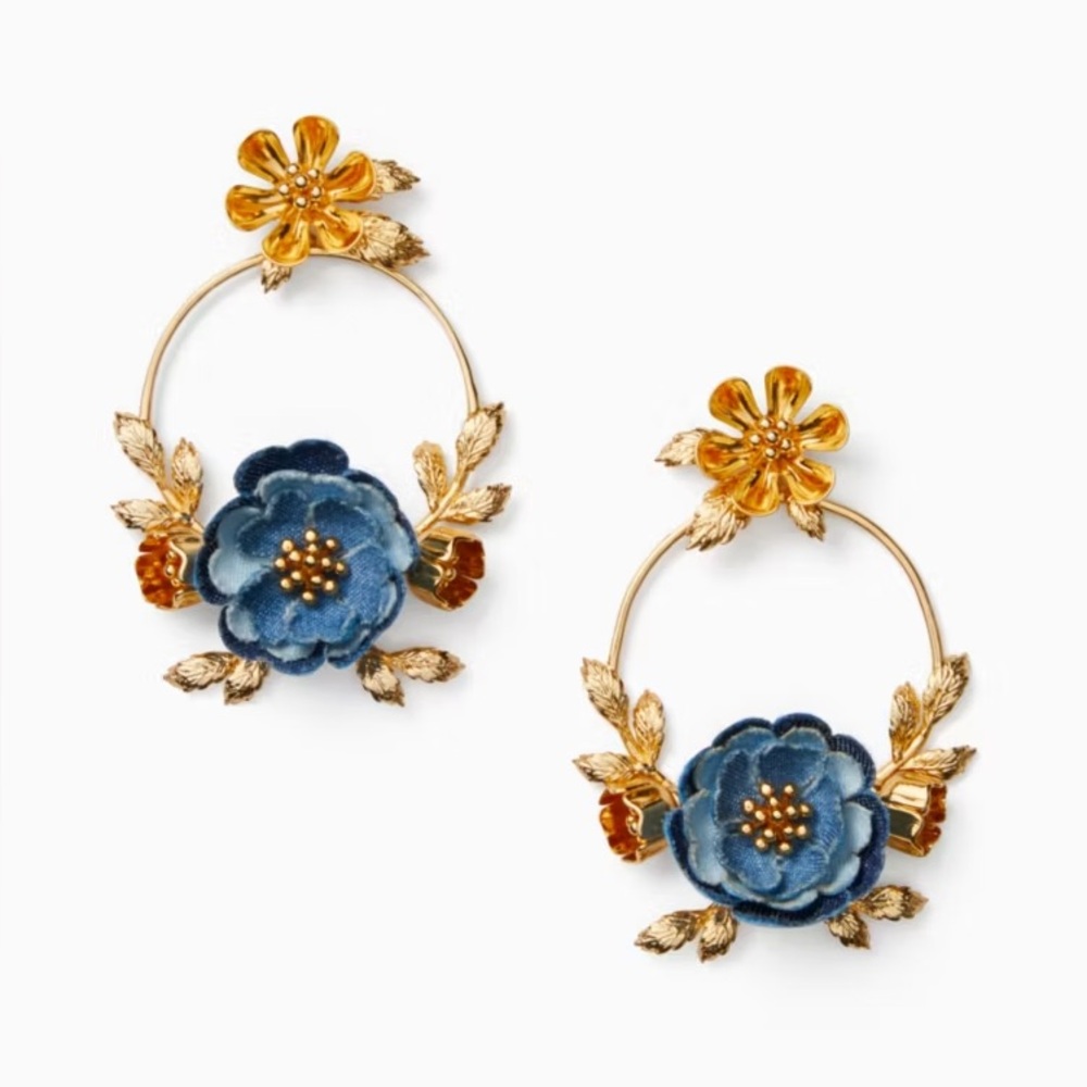 Flower Child Door Knocker Earrings In Blue